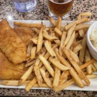 Fish & Chips · Beer battered cod | tartar sauce | fries | cole slaw.