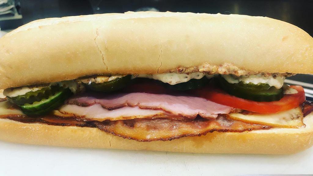 Turkey Bacon Ranch · Turkey, Bacon, and Spicy Ranch with your choice of cheese and toppings. Toasted