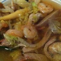 House Special Soup (Quart) · For two. Shrimp, chicken and pork with mixed vegetables
