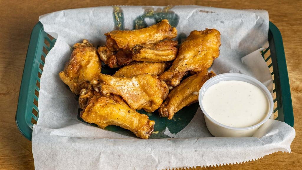 Wings (Bone-In) · One of the following sauces: Buffalo (mild or hot), Honey BBQ, Lemon Pepper, Garlic
Parmesan, or Habanero Ranch.