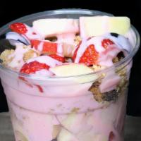 Homemade Yogurt (20 Oz.) · Strawberry or pecan yogurt, fresh fruits of your choice.