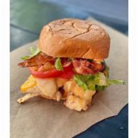 Dtr Chicken Sandwich · Sliced, grilled chicken, cheddar and pepper jack cheese, bacon, lettuce, tomato and mayo on ...