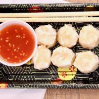 Shumai · Five per order. Dumplings filled with shrimp paste.