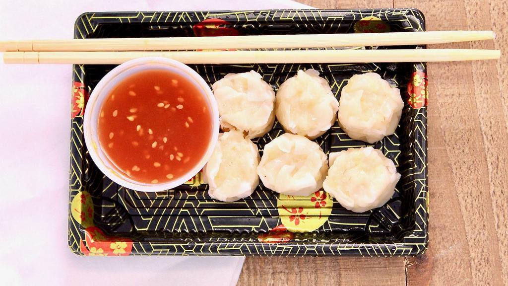 Shumai · Five per order. Dumplings filled with shrimp paste.