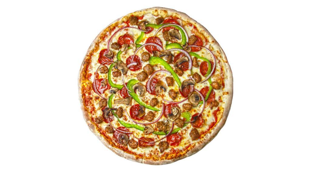 Supreme Pizza · Pepperoni, Sausage, Onion, Mushroom, Green Peppers, Premium Mozzarella.