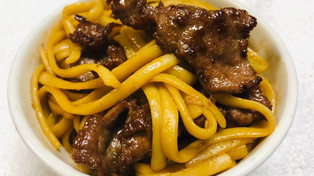 Beef Lo Mein · Strips of beef tenderloin sauteed and tossed with linguini pasta in our signature Lo Mein sauce. Our Lo Mein is a house recipe with garlic, onions, shrimp paste, peanut butter, soy, sesame oil.