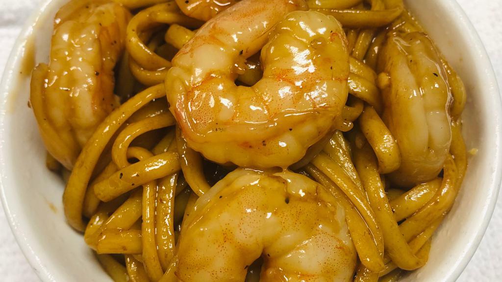 Shrimp Lo Mein · Shrimp sauteed and tossed with linguini pasta in our signature Lo Mein sauce. Our Lo Mein is a house recipe with garlic, onions, shrimp paste, peanut butter, soy, sesame oil.
