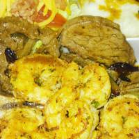 Steak & Shrimp Meal W/Sides  · Perfectly seasoned to perfection sizzled on a hot grill and served with your choice of side ...