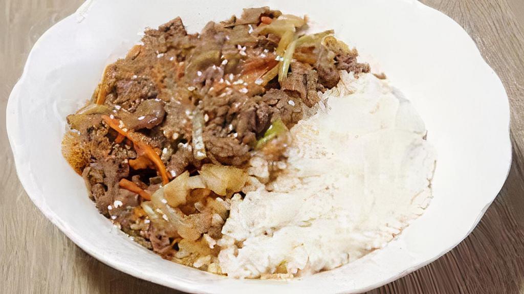 *Gourmet Beef Bulgogi Rice  · Stir-fry Korean-style marinated beef with white rice.