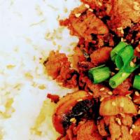 *Gourmet Spicy Beef Bulgogi Rice · Spicy Version of Stir-fry Korean-style marinated beef with rice. Addictive gochujang sauce a...