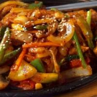 *Gourmet Spicy Chicken Bulgogi Rice · Gourmet Spicy stir-fry chicken & veggies with white rice.