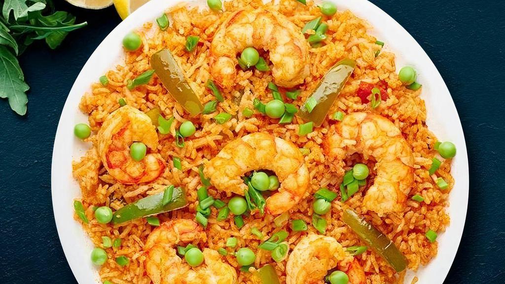 Fb'S Shrimp Biryani · Flavorful basmati rice with biryani spices, herbs, and minced shrimp.
