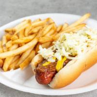 Hot Dog | Special · All Beef Hot dog w/Chili, Slaw, Mustard, & Onion