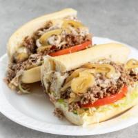 Big Apple Steak | Only · Philly Steak, Provolone Cheese, Lettuce, Tomato, Grilled onions, Mayo, Oil & Vinegar