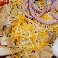Grilled Chicken Salad · Cheese, Tomatoes, Onions, Pickle & Egg
