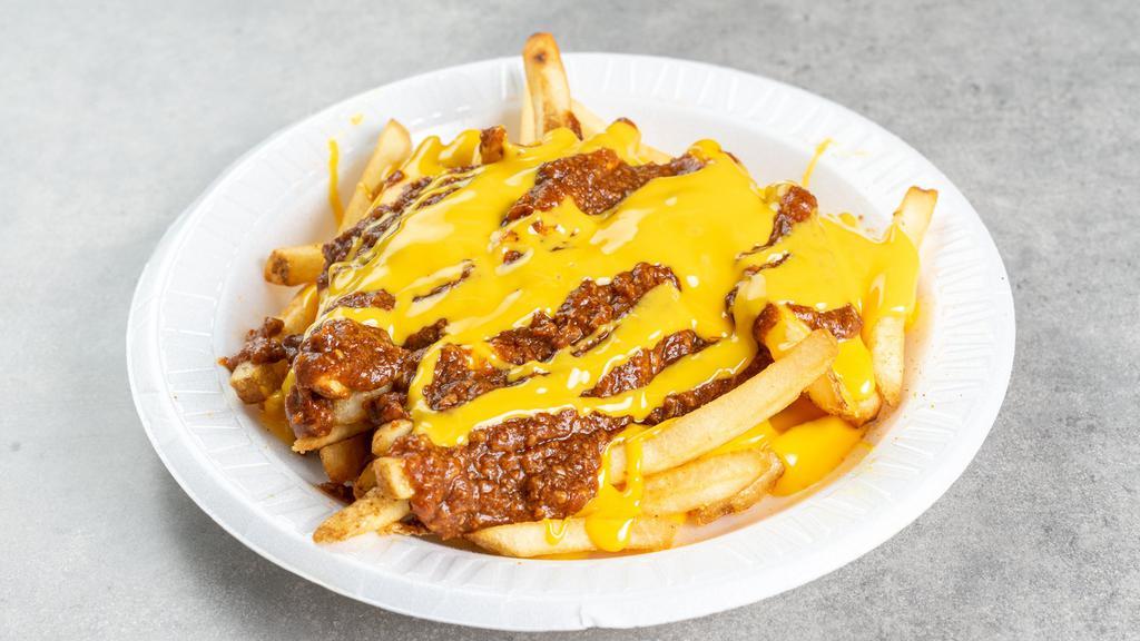 Chili Cheese Fries · Melted Cheddar Cheese Sauce w/ Chili
