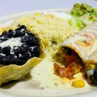 Delhi Enchiladas · A mixture of roasted poblano, red green and yellow bell peppers, sautéed with corn and onion...