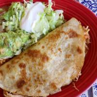 Quesadilla Special Shrimp · Grilled flour tortilla stuffed with shrimp, topped with lettuce, sour cream, and fresh guaca...