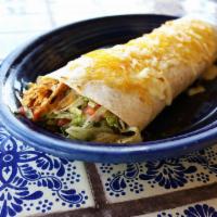 Stuffed Burrito · A large flour tortilla filled with your choice of juicy shredded chicken, fresh ground beef,...