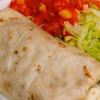 Mini Burrito · Flour tortilla stuffed with rice, beans, cheese and your choice of steak, chicken or ground ...