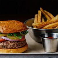 Impossible Burger · Chipotle sauce, baby arugula, onion,
Tomatoes, pickles. Served with hand-cut fries.