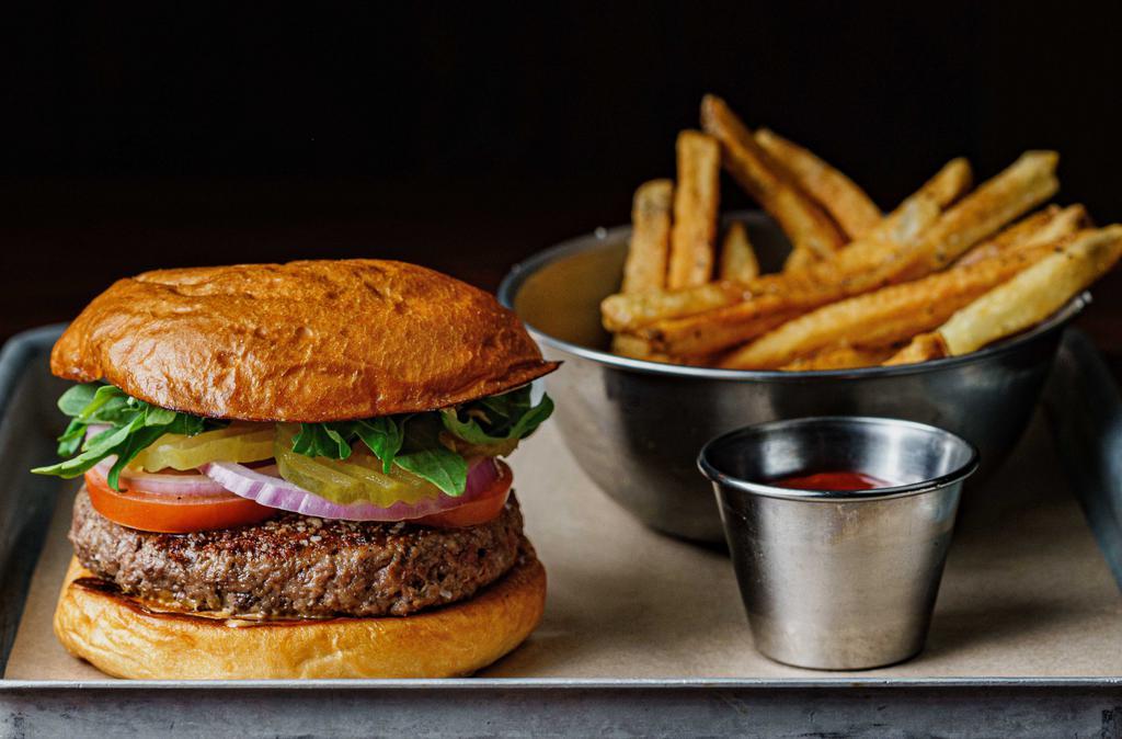 Impossible Burger · Chipotle sauce, baby arugula, onion,
Tomatoes, pickles. Served with hand-cut fries.