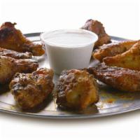 Wings (5) · Five wings - oven-baked mild, hot, garlic parmesan, or bbq. Served with homemade ranch or bl...