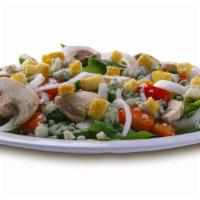 Zesty Blue Spinach (Large) · Baby spinach,Roma tomatoes, sweet onions, mushrooms, crumbled blue cheese, dijon dressing, a...