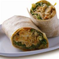 Buffalo Chicken Wrap · Thinly-sliced roasted chicken, carrots, sweet onions, shredded romaine lettuce, our mild buf...
