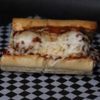 5) Meatball Sammich · Mama's homemade, all beef meatballs on Italian bread topped with our family recipe marinara ...