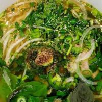 Beef Pho Noodle Soup · Tradition Vietnamese beef noodle soup featuring rare beef, beef briskets and traditional veg...