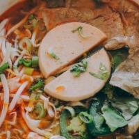 Spicy Beef Noodle Soup (Bun Bo Hue) · A popular Vietnamese soup containing rice vermicelli and beef in bone broth soup. Infused wi...