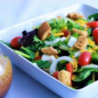 Garden Salad · Fresh spring mix salad made with your choice of crisp veggies. Add air-fried chicken breast ...
