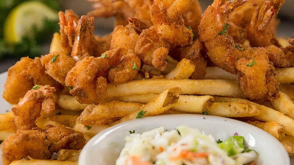 Fried Shrimp · Served with French fries.