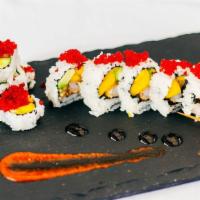 Spicy Shrimp Roll · Shrimp katsu with mango, avocado and spicy chili sauce, served with spicy mayo and eel sauce.