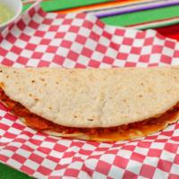 Shrimp Quesadilla · Flour Tortilla filled with cheese and Grilled shrimp with Rice
