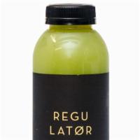 Regulator Juice · Detoxifier & blood sugar regulator* swiss chard, romaine, cucumber, celery, apple, lemon.