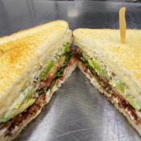 Blt · Bacon, Lettuce and Tomato on toasted Texas Toast. Avocado and Alfalfa Sprouts Optional
