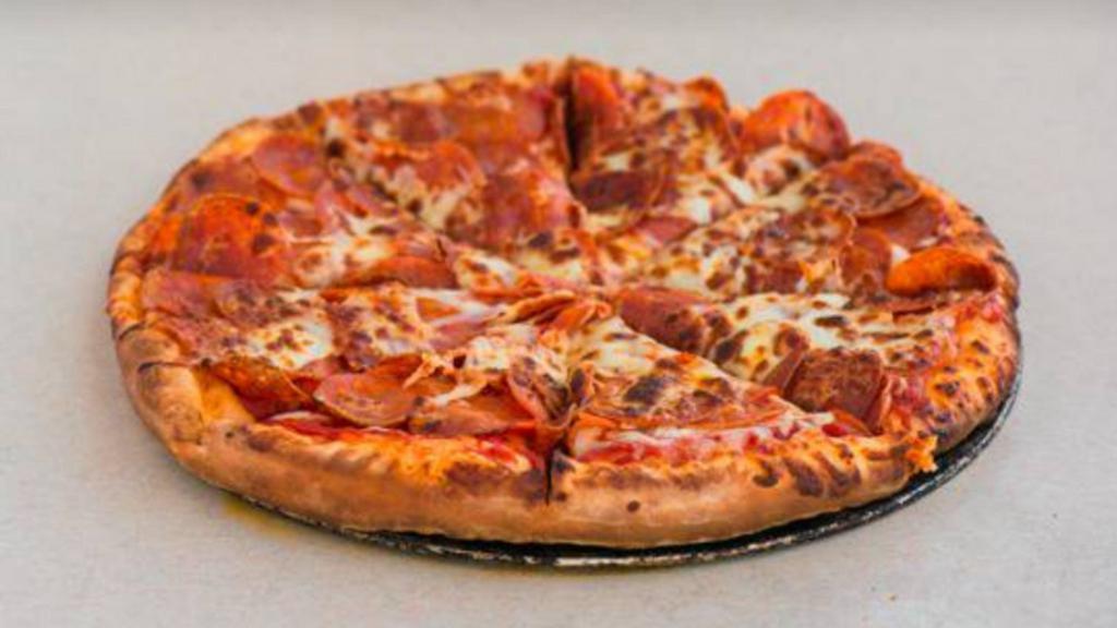  Pepperoni Suicide · Pizza sauce, mozzarella cheese, massive massive massive amount of pepperoni.