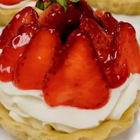 Strawberry Tart · In house made pie shelll filled with fresh whipped cream and strawberries