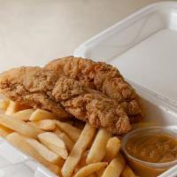Tender Snack · 2 pieces chicken tender with fries.