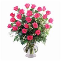 Two Dozen Pink Roses Vase Arrangement · Show your appreciation with elegance when you send your love two dozen pink roses! this beau...