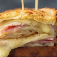 Chicken Cordon Bleu · Roasted chicken, carved deli ham, swiss cheese melted between toasted sourdough bread spread...