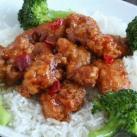 General Tso'S Chicken / 左宗鸡 · Spicy. Served with white rice.