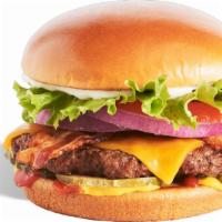 Bacon Cheddar Burger Combo · Cheddar cheese, bacon, lettuce, tomato, red onion, pickles, mustard, ketchup, mayo. Combos i...
