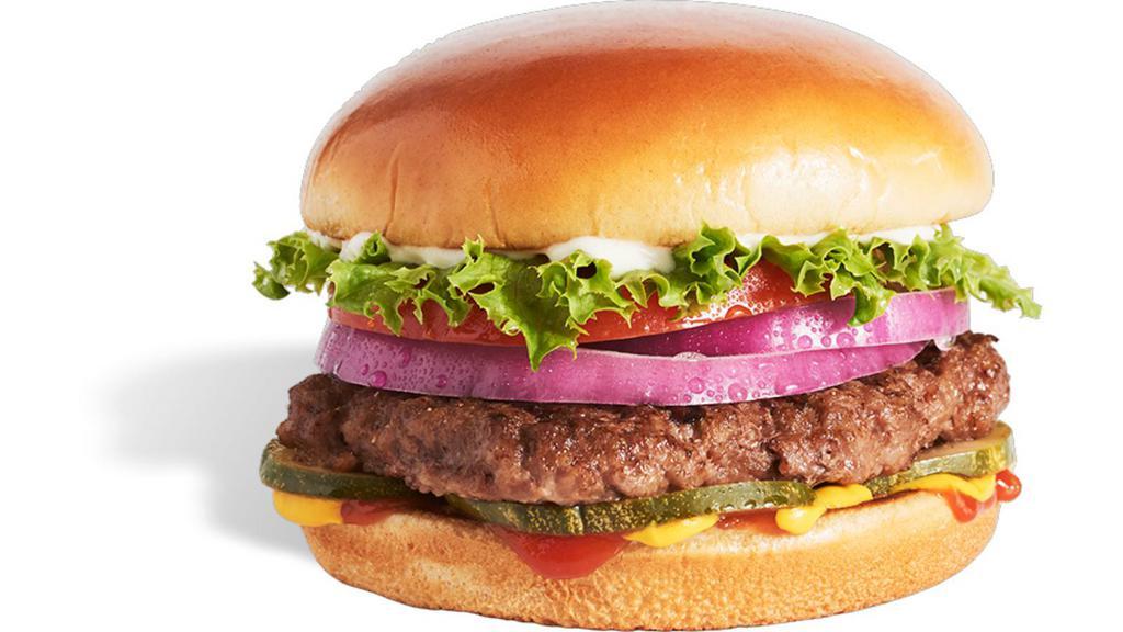 Classic Burger Combo · Lettuce, tomato, red onion, pickles, mustard, ketchup, mayo. Combos include an order of regular seasoned fries and a 20oz drink.