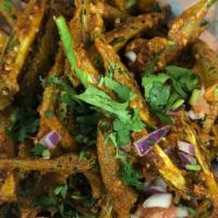 Kurkuri Bhindi · Fried Crispy Okra, Mango Powder Dust.