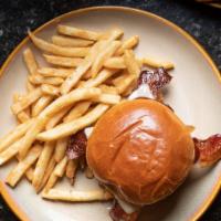Cajun Bbq Burger · Applewood bacon, white cheddar, caramelized onions, cajun BBQ sauce, toasted brioche bun.