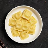 Cheese Ravioli · Fresh homemade cheese ravioli cooked with your our housemade sauce.