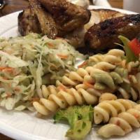 Roasted Chicken Pasta Salad  · Boneless breast of chicken, slowly roasted and served on top of a bed of pasta, combined wit...